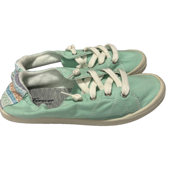 Forever Comfort Women's 8.5 Mint Green Slip On Shoes Spring Travel Resort Summer - Picture 1 of 6
